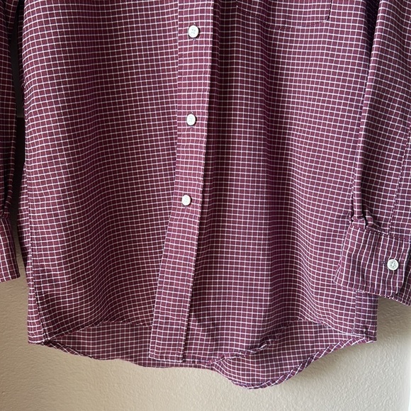 L.L. BEAN Mens Maroon Plaid Long Sleeve Button Down Shirt - Picture 4 of 6